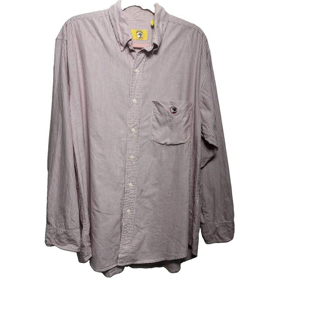 Vintage Duck Head Mens 100% Cotton Button Down Shirt Size XL Red White Stripes